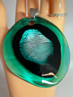 Teal Murano Glass Extra Large Pendant Necklace