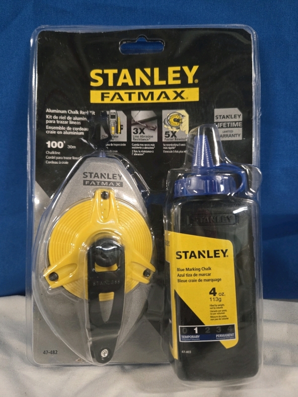 New | Stanley FatMax Aluminum Chalk Reel Kit | 100' Long Chalkline