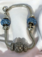925 Sterling Charm Bracelet With 9 Sterling Charms Italy FNA