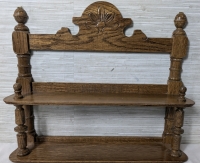 Two-Tiered Oak Wood Hanging Wall Shelf
