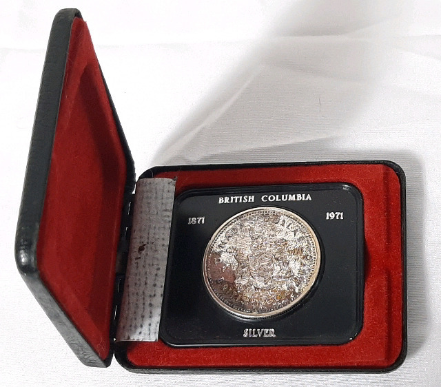 1971 (1871-) Canadian Silver British Columbia One Dollar Coin in Case