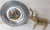 Great American Revolution Metal Plate (10&frac12;" in diameter) & A Copper Elephant Figure (9" Tall)
