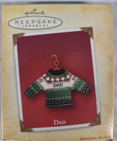 New 2004 | Hallmark Keepsake Dad Christmas Ornament | Dad Christmas Sweater Ornament | Box Measures 4.5" Tall