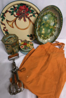 Great Kitchen Decor - Metal Tins & Trays + Wooden Hand Mixer & Apron