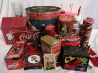 Large Coca Cola Lot - Mugs, Tins, Apron, Glasses, Flashlight++