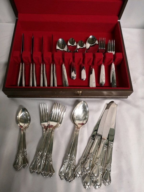 Silverware in Wooden Case - Imperial USA & Rogers Bros. (Oneida)