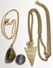 Mookaite Jasper & Arrowhead-Shaped Polished Stone Necklaces w Gold Tone Chains | Up to 24" Long - 4