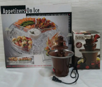 New 15" Appetizers Ice Tray & Mini Chocolate Fondue Fountain