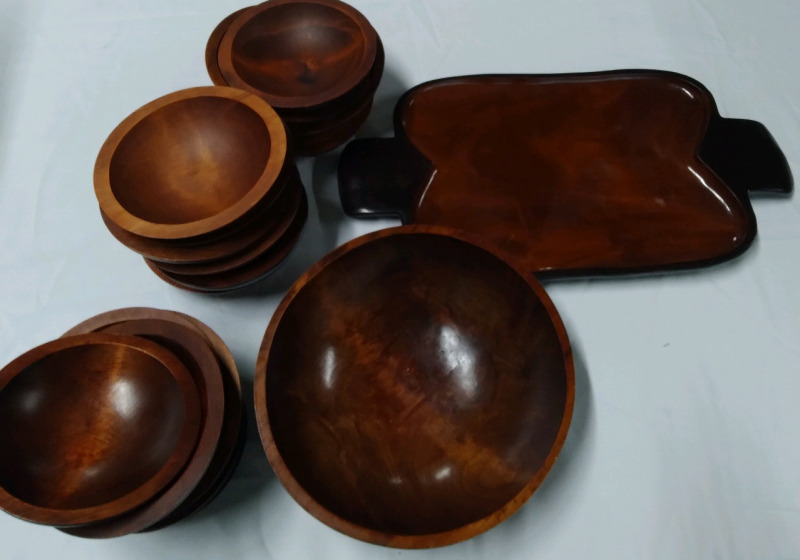 Baribocraft Canada Maple Wood 16x Small 7" Bowls, 10.5" Bowl & 19" Platter