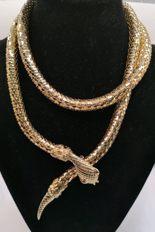 Retro SNAKE Belt/Statement Necklace, Snake Choker Gold Tone