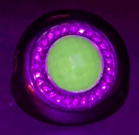 Faceted Uranium Glass Size 8 Chunky Stamped 925 Sterling Silver Art Deco Statement Ring