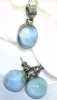 Sterling Silver 925 & Larimar Stone Earrings & Necklace Set | Necklace 22" Long