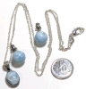 Sterling Silver 925 & Larimar Stone Earrings & Necklace Set | Necklace 22" Long - 3