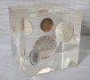 1963 Canadian Silver Coin Set Encased in Resin , Square Desk Paper Weight . Uncirculated