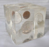 1963 Canadian Silver Coin Set Encased in Resin , Square Desk Paper Weight . Uncirculated - 2