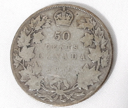 1919 Canadian Silver 50 Cent Half Dollar Coin