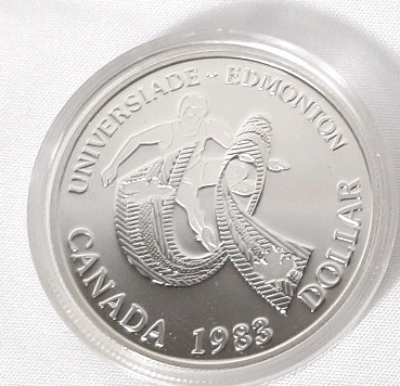 1983 Canadian Silver World University Games Edmonton One Dollar Coin