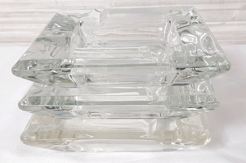 3 Glass Ashtrays 4.3"X4.3"