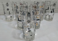 8 Highball Nautical Themed Drinking Glass 5"