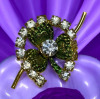 Vintage Czechoslovakia Irish Shamrock and Horse Shoe Brooch - 4