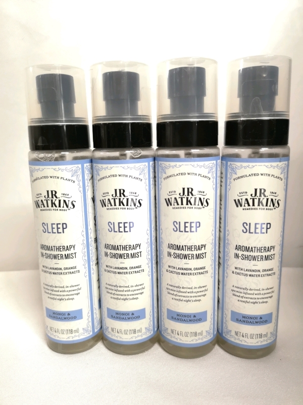 4 New | J.R. Watkins In-Shower Mist Aromatherapy. "Sleep" 118 ml Bottles.