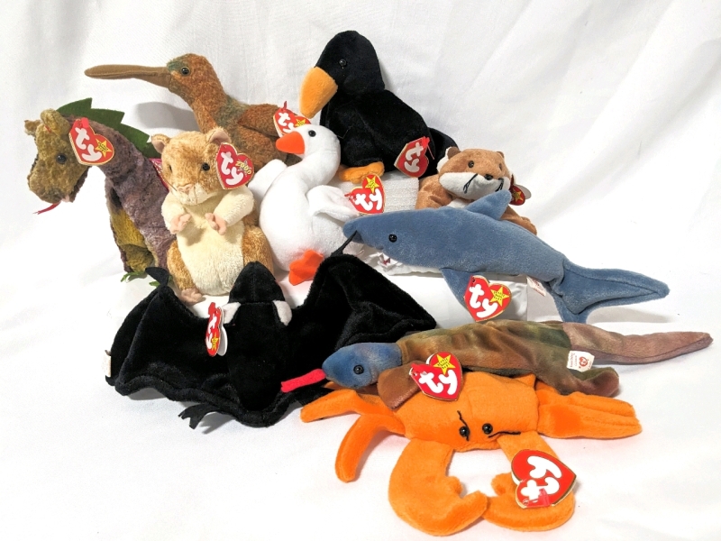 10 Vintage TY BEANIE BABIES with Tags.