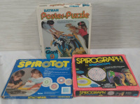 Spirograph Spirotot, Spiroscope & Batman Poster Puzzle 44x30" As Is All Pieces Unverified