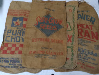 4 vintage Burlap Feed Seed Bags 36x22.5"