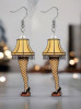 Christmas Story Creative Acrylic Mosaic Style Leg Lamp Fishnet Earrings Drop Dangle Pierced Sheppard Hook 2 x 1.75 Inch - 4