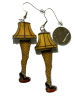 Christmas Story Creative Acrylic Mosaic Style Leg Lamp Fishnet Earrings Drop Dangle Pierced Sheppard Hook 2 x 1.75 Inch - 5