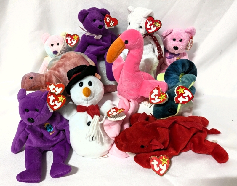 10 Vintage TY BEANIE BABIES with Tags.