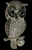 Owl Pave Rhinestone Crystal Brooch with faux Pearl - 3