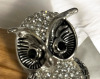 Owl Pave Rhinestone Crystal Brooch with faux Pearl - 4