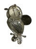 Owl Pave Rhinestone Crystal Brooch with faux Pearl - 6