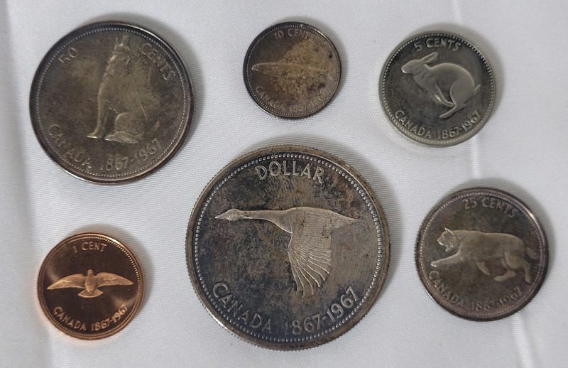 1967 (1867-) Canadian Silver Coin Set , Loose