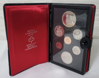 1976 (1876-) Canadian Silver " Library of Parliament Centennial " Coin Double Dollar 7-Coin Prestige Set in Case . Uncirculated