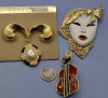 Masquerade Mask Brooch + Avon Earrings & Ring +++ - 4