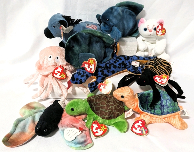 10 Vintage TY BEANIE BABIES with Tags.