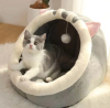 New Cozy Cat Mansion with Soft Plush Polyester Fiber with Breathable Cushion Pet Bed Basket