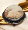 Carved Cameo Shell Sterling Silver WH Signed Filigree Oval Brooch - 4