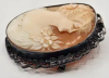 Carved Cameo Shell Sterling Silver WH Signed Filigree Oval Brooch - 5