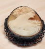 Carved Cameo Shell Sterling Silver WH Signed Filigree Oval Brooch - 6