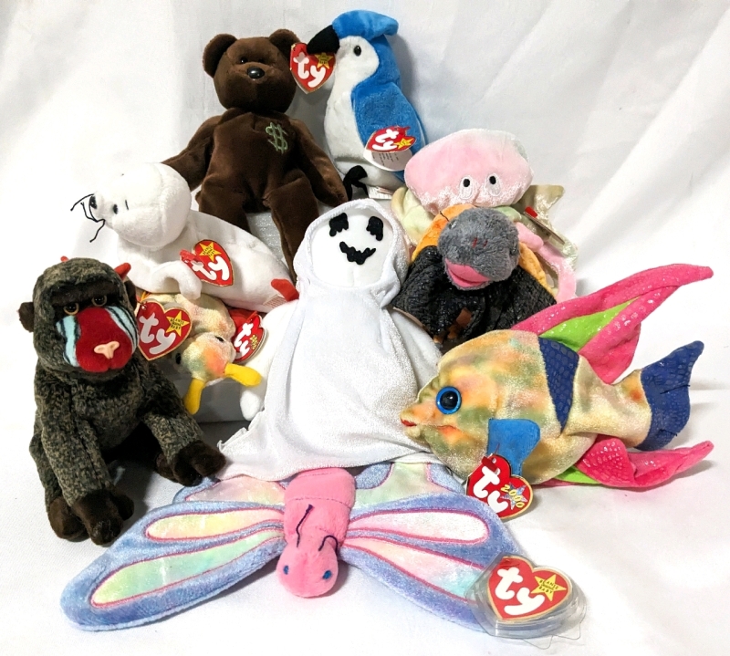 10 Vintage TY BEANIE BABIES with Tags.