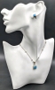 Turquoise & Mexico Sterling Silver 925 Stone Earrings & Necklace Set | Necklace 22" Long - 2