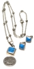 Turquoise & Mexico Sterling Silver 925 Stone Earrings & Necklace Set | Necklace 22" Long - 3