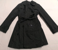 London Fog sz Med Women's Jacket - Black with White Polka Dots