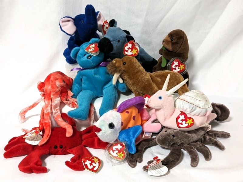 10 Vintage TY BEANIE BABIES with Tags.