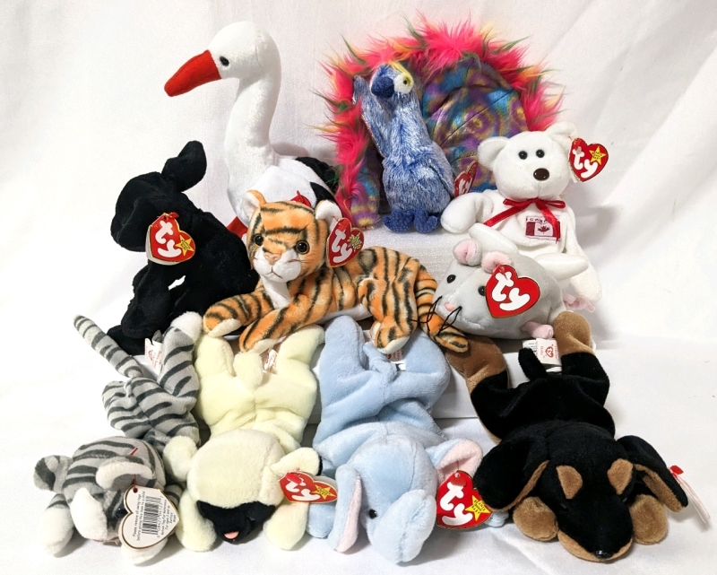 10 Vintage TY BEANIE BABIES with Tags.