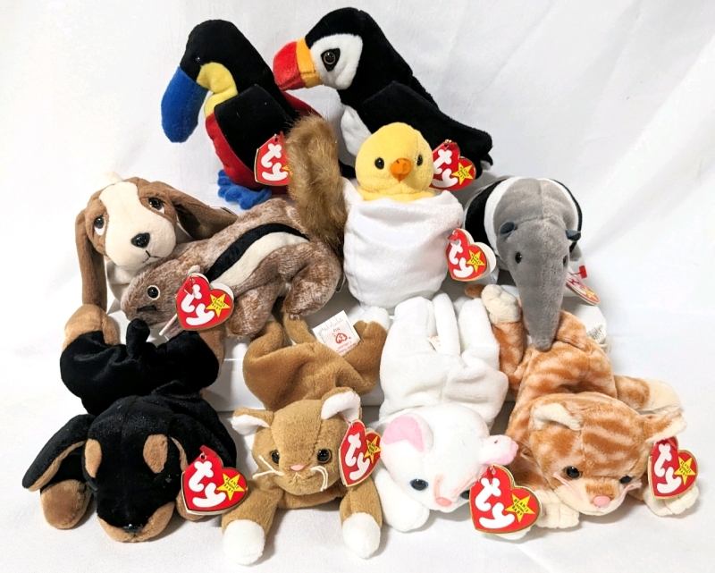 10 Vintage TY BEANIE BABIES with Tags.