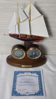 " The Bluenose " Desk Clock and Thermometer by The Bradford Exchange . Measures 12" tall & 9" wide . Tested Working